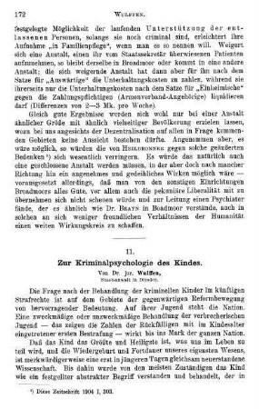 172-178, Zur Kriminalpsychologie des Kindes
