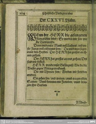 Der CXXVI. Psalm