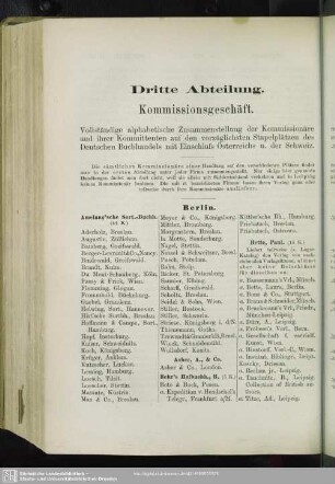 Dritte Abteilung. Kommissionsgeschäft