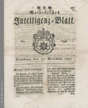 No. 49, Dienstag, den 3ten December 1805