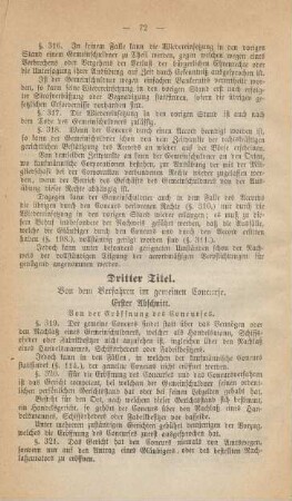 Dritter Titel : Von dem Verfahren im gemeinen Concurse