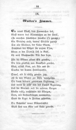 IX. Mutter's Zimmer.