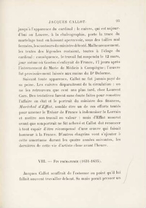 VIII. - Fin prématurée (1631-1635)
