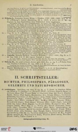 II. Schriftsteller: Dichter, Philosophen, Pädagogen, Gelehrte und Naturforscher (Nr. 69-299)