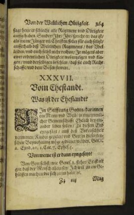 XXXVII. Vom Ehestandt.