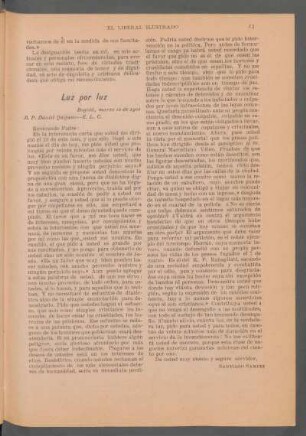 Luz por luz : [Una carta]