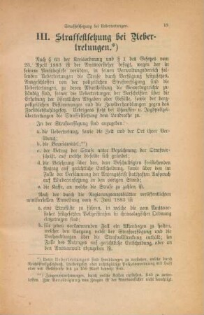 III. Straffestsetzung bei Uebertretungen