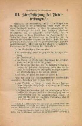 III. Straffestsetzung bei Uebertretungen