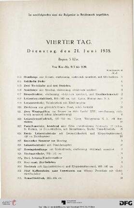 Vierter Tag: Dienstag, den 21. Juni 1938, Beginn 3 Uhr (Nr. 813-1120)