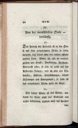 IV. Von der menschlichen Seele-vorläufig.