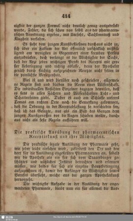 Die praktische Ausübung der pharmaceutischen Receptirkunst und ihre Wichtigkeit