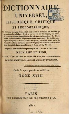 Dictionnaire universel, historique, critique et bibliographique ... : Suivie de tables chronologiques ... ; ornée de 1.200 portraits en médaillons, 18. Vian. - Zypo