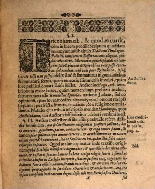 Tractatus theol. polit. quo auctor quidam anonymus ... demonstratum ivit, libertatem philosophandi ... salva pietate ... posse concedi ... examinatus