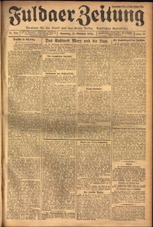 Erste Ausgabe vom Sonntag, den 31. Oktober 1926.