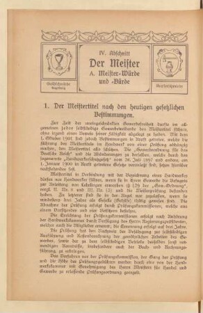 A. Meister-Würde und -Bürde