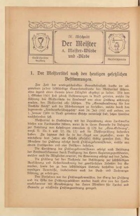 A. Meister-Würde und -Bürde
