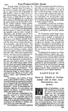 Cap. 4. Entran los Españoles en Guachoya: cuentase como los Indios tienen Guerra