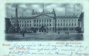 Gruss aus Leipzig: Universität mit Mendebrunnen