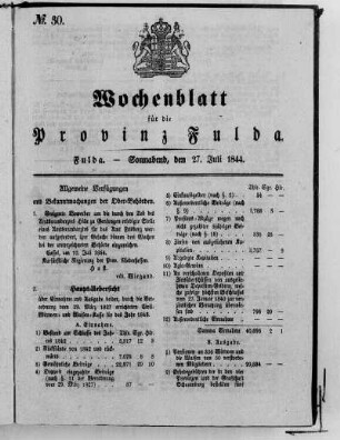 Nr. 30, Ausgabe vom 27. Juli 1844