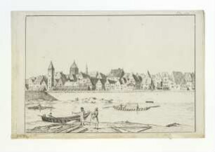 Ulm von Süden. Teilansicht der Donaufront. Um 1810