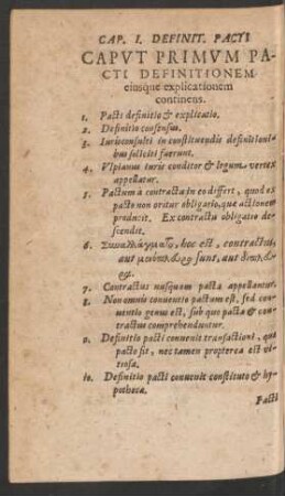 Caput Primum Pacti Definitionem eiusque explicationem continens.