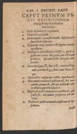 Caput Primum Pacti Definitionem eiusque explicationem continens.