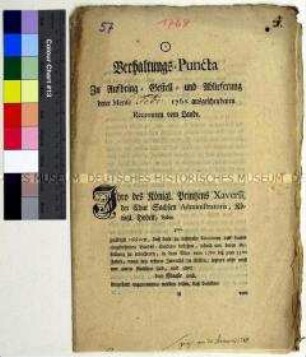 Mandat von Franz Xaver Prinz von Sachsen über die Soldatenrekrutierung