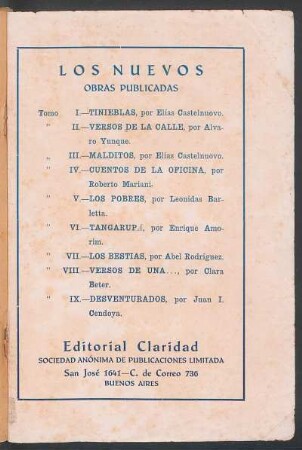 "Los nuevos" - Obras publicadas