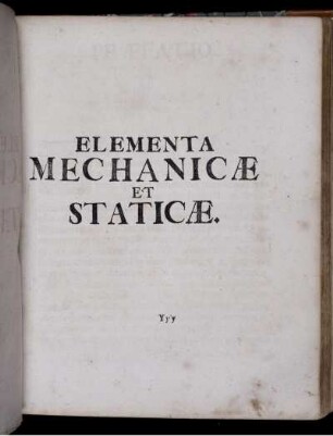 Elementa Mechanicae et Staticae.