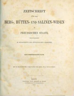Zeitschrift für das Berg-, Hütten- und Salinenwesen im Deutschen Reich. 31. 1883
