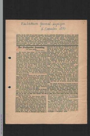 Zeitungsartikel zur 19. Generalversammlung des ADF in Stuttgart