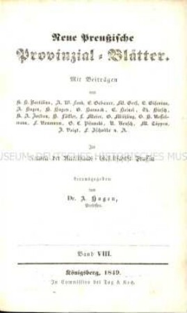 Neue preußische Provinzial-Blätter. Jg. 8. 1849