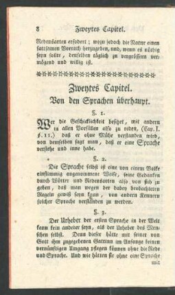 Zweytes Capitel. Von den Sprachen überhaupt