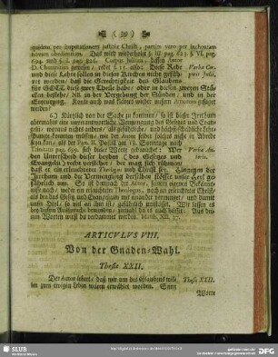 Articulus VIII. Von der Gnaden-Wahl