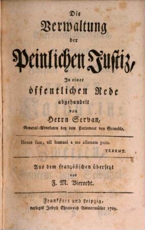 Die Verwaltung der peinlichen Justiz