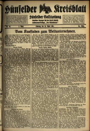 Dritte Ausgabe vom Samstag, den 25. April 1931.