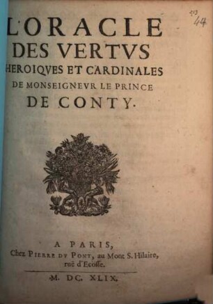 L' oracle des vertus heroiques ... de Conty