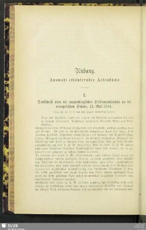 Auswahl erläuternder Actenstücke