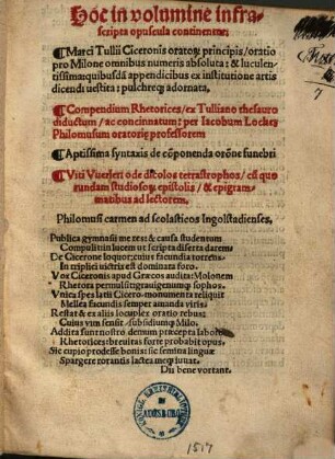 Hoc in volumine infra scripta continentur, Epistola decicatoria Philomusi ad Rev. D. Georgium Truchses ...