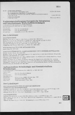 Aufbaustudium Kriminologie und Kontaktstudium