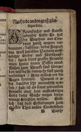 Nachrede an den großgünstigen Leser