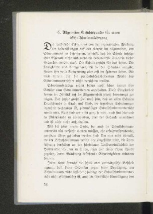 6. Allgemeine Gesichtspunkte für einen Schulschwimmlehrgang