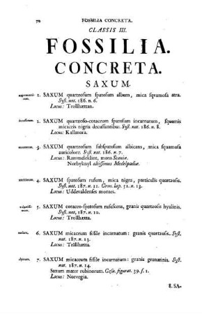 Classis III. Fossilia