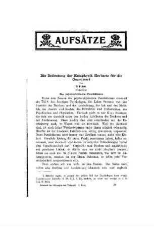 Die Bedeutung der Metaphysik Herbarts für die Gegenwart : (Fortsetzung)