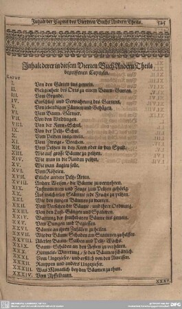 Inhalt aller derer in diesem Vierdten Buch Andern Theils begriffenen Capiteln.