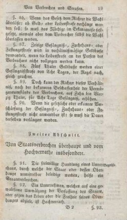 Zweiter Abschnitt. Von Staatsverbrechen überhaupt und vom Hochverrathe insbesondere