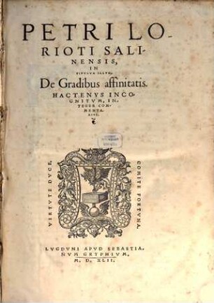 De gradibus affinitatis ... commentarius
