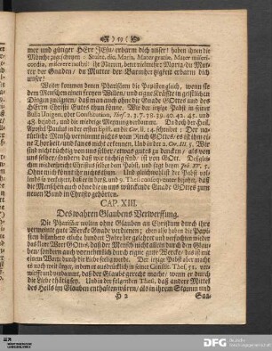 Cap. XIII. Des wahren Glaubens Verwerffung.