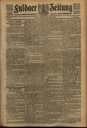 Erste Ausgabe vom Mittwoch, den 06. Mai 1908.
