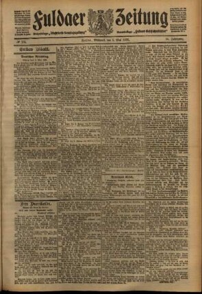Erste Ausgabe vom Mittwoch, den 06. Mai 1908.
